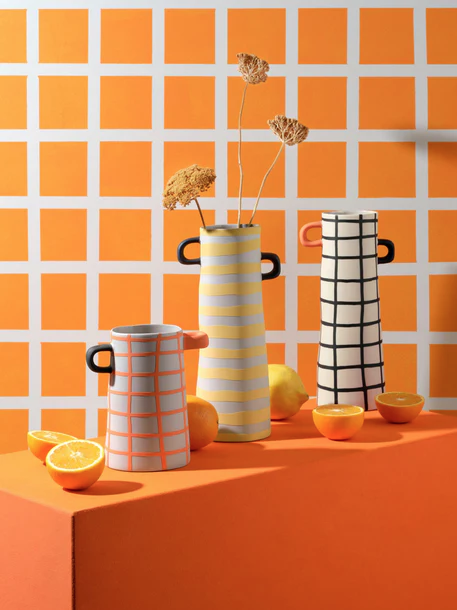 RAYU vase, orange striped-2