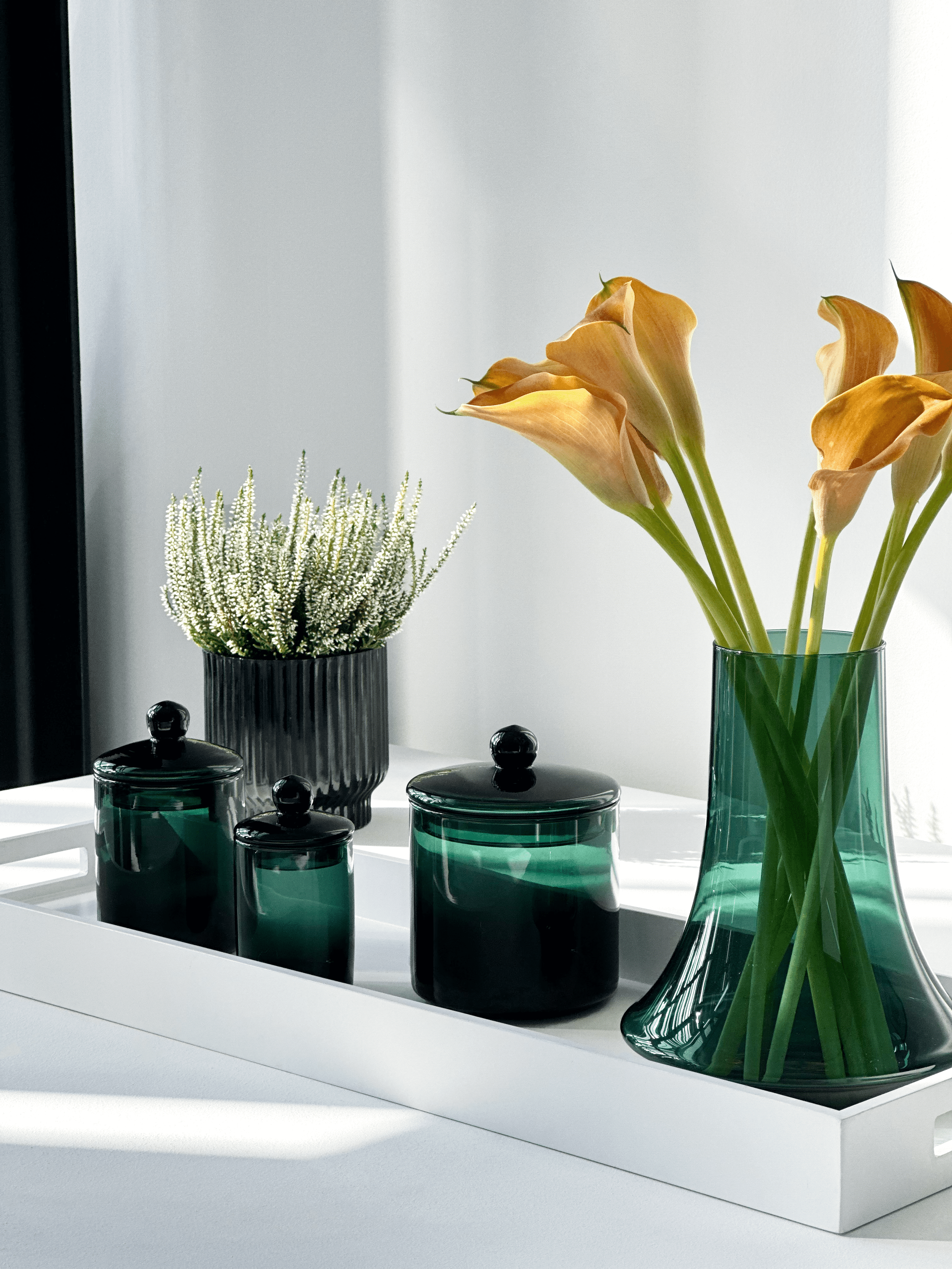 XLBOOM-LOOKBOOK_VOLTA ICE BUCKET GREEN_MIKA GREEN_SPINN VASE MEDIUM GREEN_ZEN TRAY